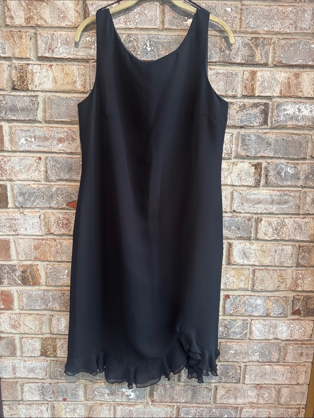 Worthington Black Sleeveless Shift Dress with Ruffle Hem